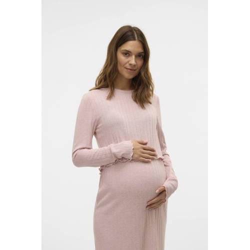MAMALICIOUS zwangerschaps cropped top lichtroze Dames Polyester Ronde hals - maat XL afbeelding
