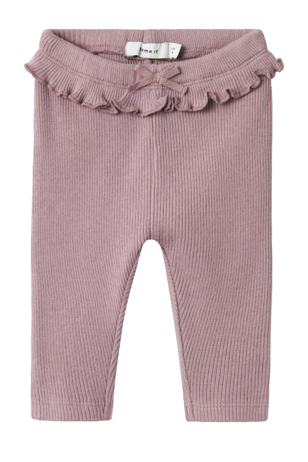 Paarse meisjes NAME IT BABY slim legging van katoen met regular waist, elastische tailleband en effen