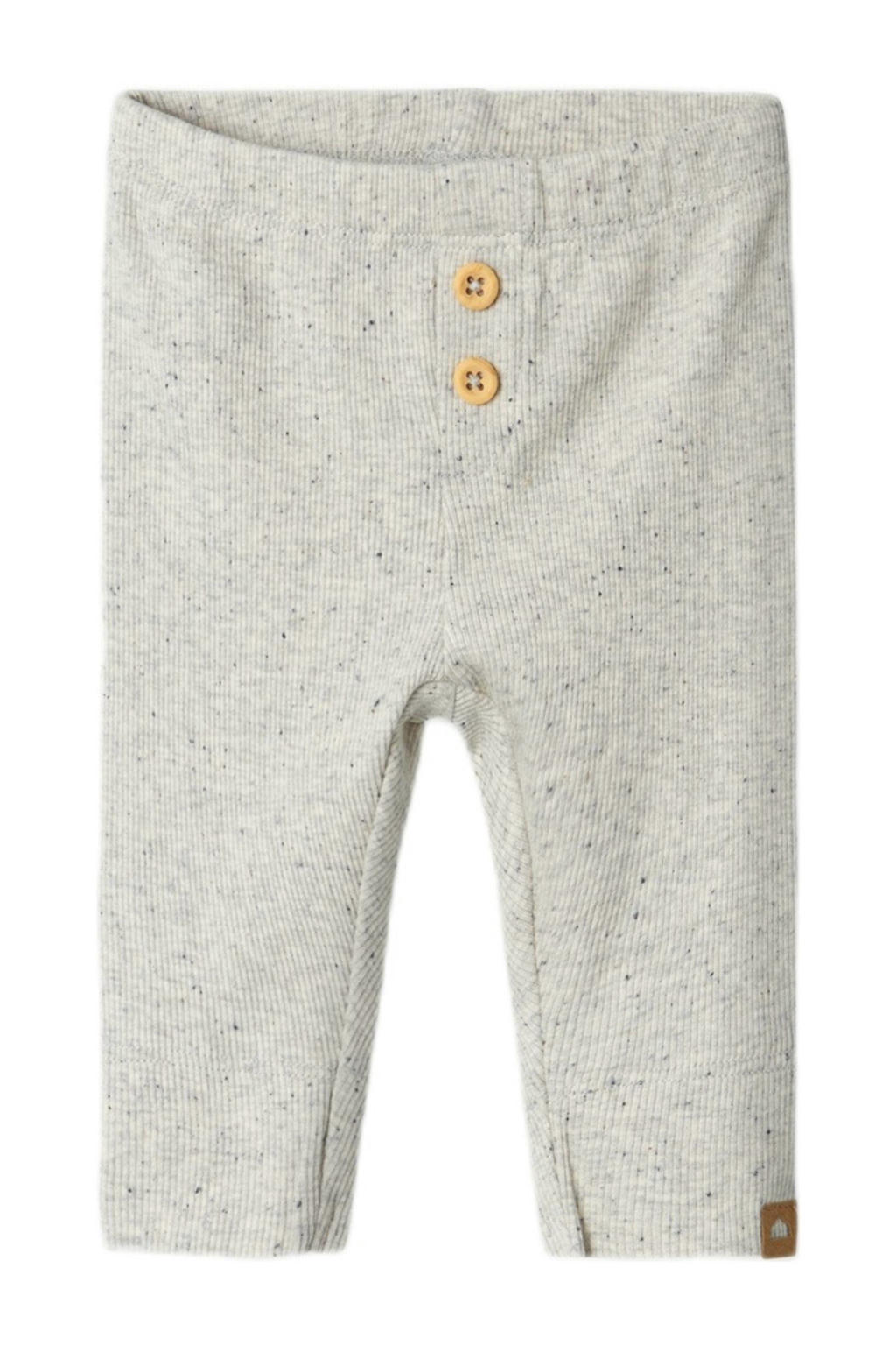Beige jongens NAME IT BABY regular babybroek van katoen met elastische tailleband en melée print