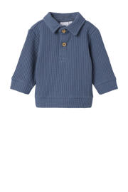 thumbnail: Blauwe jongens NAME IT BABY sweater met effen, lange mouwen en klassieke kraag