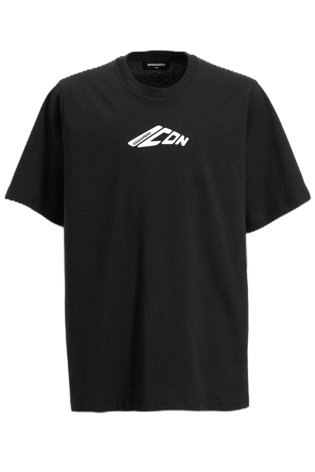 Zwarte jongens Dsquared2 T-shirt van katoen met printopdruk, korte mouwen en ronde hals