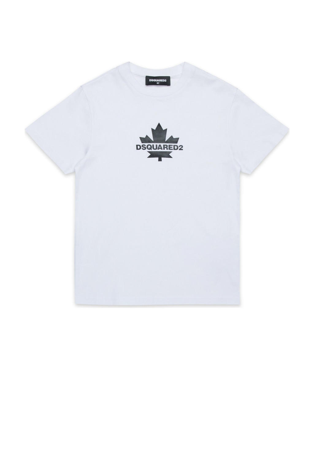 Witte jongens Dsquared2 T-shirt van katoen met printopdruk, korte mouwen en ronde hals