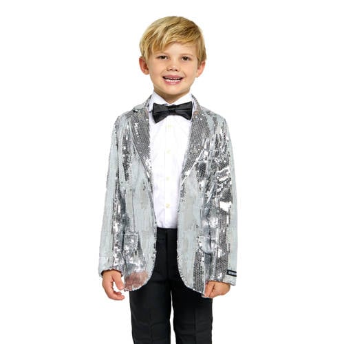 Suitmeister colbert zilver met pailletten Jongens Polyester Klassieke kraag - maat 152/164 afbeelding