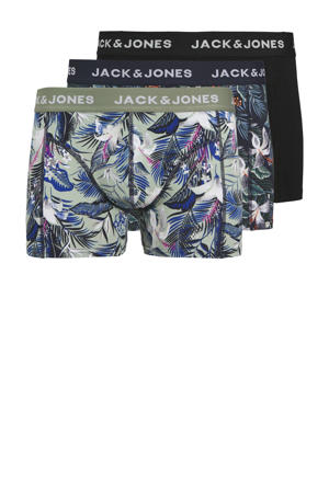   boxershort JACBRADY FLOWER - set van 3 donkerblauw