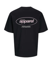 thumbnail: Zwarte jongens JACK & JONES JUNIOR t-shirt van katoen met korte mouwen en ronde hals
