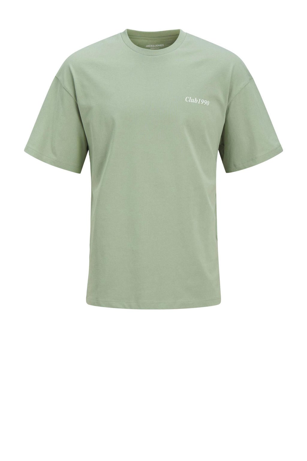 Groene jongens JACK & JONES JUNIOR T-shirt van katoen met grafische print, korte mouwen en ronde hals