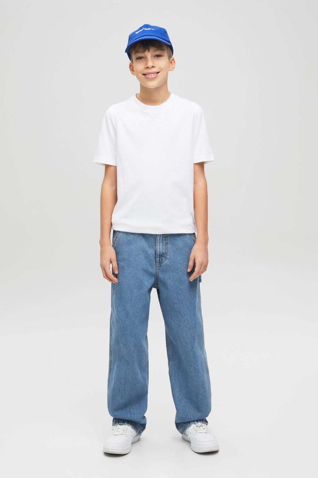 Medium blue denim jongens JACK & JONES JUNIOR loose fit jeans van denim met regular waist en effen