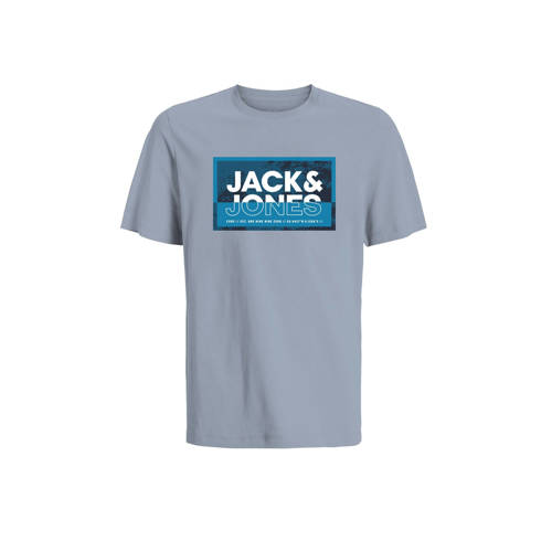 JACK & JONES JUNIOR T-shirt zachtblauw Jongens Katoen Ronde hals Logo - maat 140 afbeelding