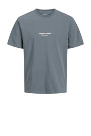 thumbnail: Grijze jongens JACK & JONES JUNIOR T-shirt van katoen met effen, korte mouwen en ronde hals