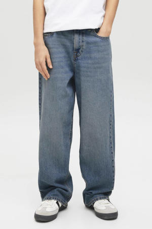 high waist extra baggy fit jeans dark blue denim