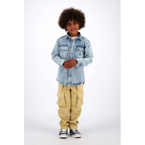Vingino overhemd light blue denim Blauw Effen