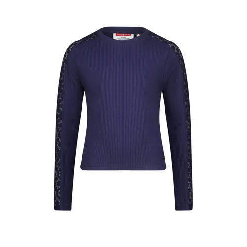 Vingino longsleeve donkerblauw Top Meisjes Stretchkatoen Ronde hals Effen