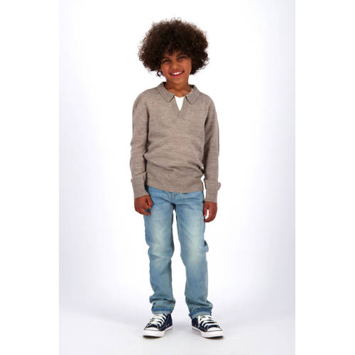 Vingino pullover zand fijn gebreid Trui Beige Jongens Acryl Klassieke kraag
