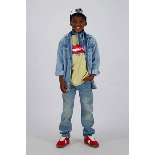 Vingino overhemd medium blue denim Blauw Effen