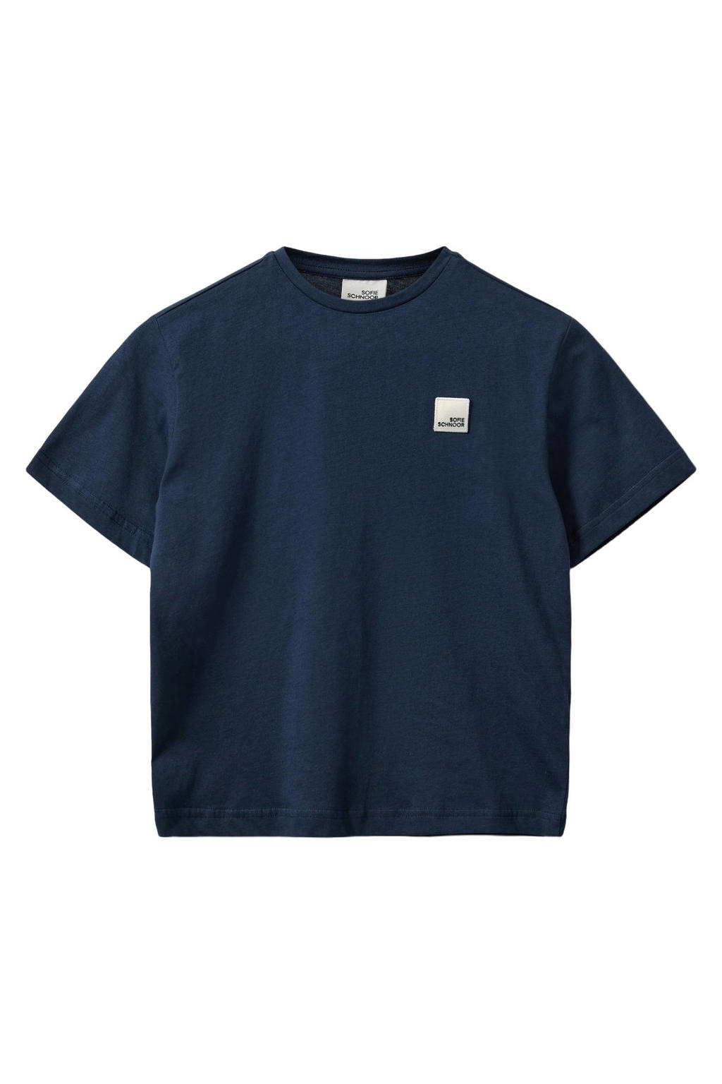 Blauwe meisjes Sofie Schnoor T-shirt van katoen met effen, korte mouwen en ronde hals