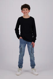 thumbnail: Zwarte jongens Raizzed longsleeve van katoen met effen, lange mouwen en ronde hals
