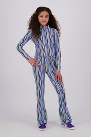 thumbnail: Paars, grijs en lichtblauwe meisjes Raizzed flared legging van stretchkatoen met regular waist en elastische tailleband