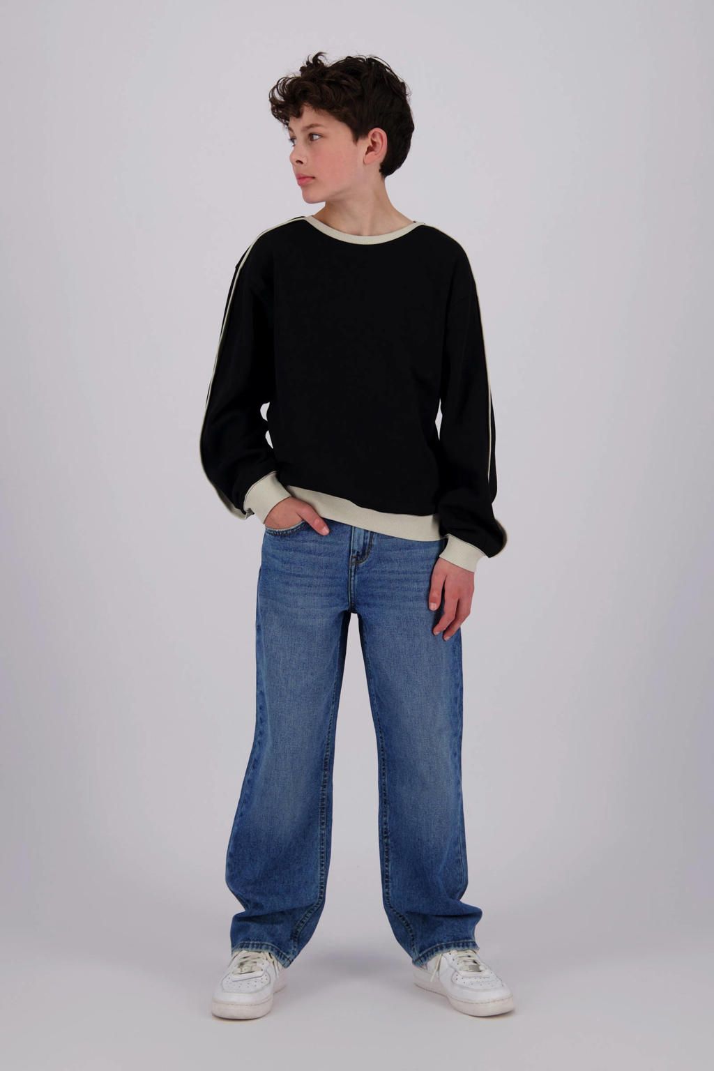 Medium blue denim jongens Raizzed loose fit jeans van denim met regular waist, rits- en knoopsluiting en effen