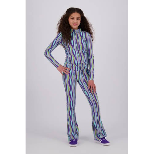 Raizzed top met col paars All over print