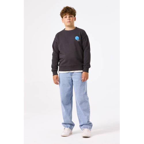 Garcia sweater grijs Trui Jongens Katoen Ronde hals Backprint
