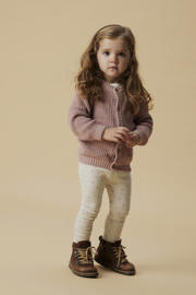 thumbnail: Ecru en lichtroze meisjes LIL' ATELIER MINI slim fit legging van katoen met elastische tailleband en effen