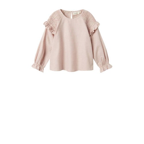 LIL' ATELIER MINI blouse roze Meisjes Katoen Ronde hals Ruit