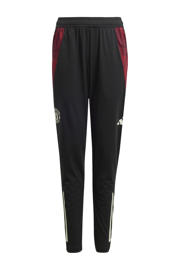 thumbnail: Zwarte jongens en meisjes adidas Performance Junior Manchester United voetbalbroek van polyester met elastische tailleband met koord