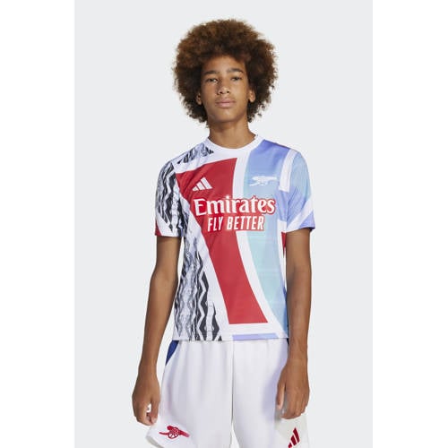 adidas Performance Junior Arsenal FC voetbalshirt pre-match 24/25 Sport t-shirt Rood Jongens/Meisjes Polyester Ronde hals