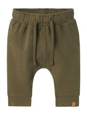 thumbnail: Olijfgroene jongens LIL' ATELIER BABY babybroek van stretchkatoen met elastische tailleband met koord en effen