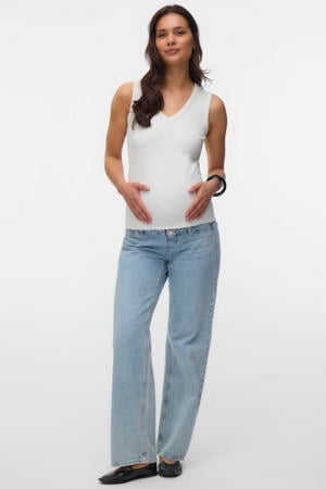 zwangerschaps wide leg jeans light blue denim