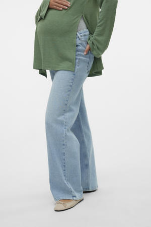 zwangerschapskleding wide leg jeans light blue denim