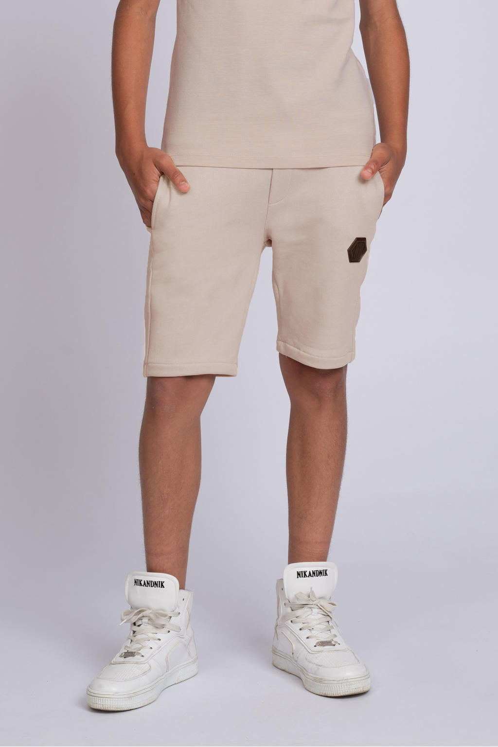 Beige jongens NIK&NIK sweatshort met elastische tailleband en effen