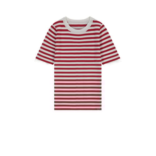 NIK&NIK T-shirt rood Meisjes Viscose Ronde hals Streep