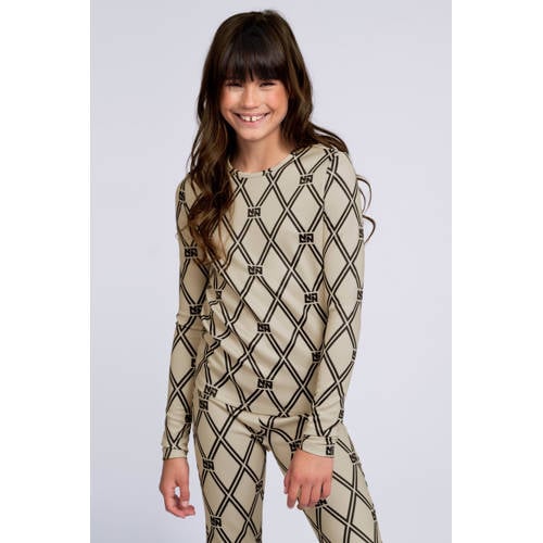 NIK&NIK longsleeve beige Meisjes Polyester Ronde hals All over print