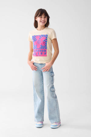 wide leg regular waist jeans light blue denim