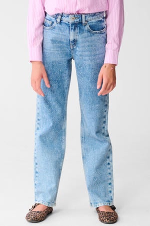 straight jeans regular waist medium blue denim