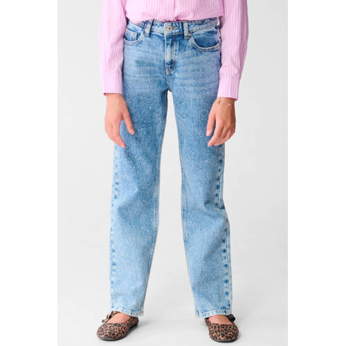 Shoeby straight jeans regular waist medium blue denim Blauw Meisjes Katoen