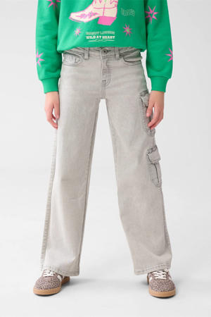 wide leg regular waist jeans grey denim