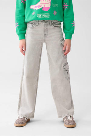 wide leg regular waist jeans grey denim