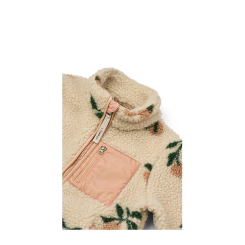 Liewood teddy tussenjas Nolan ecru/lichtroze/groen All over print