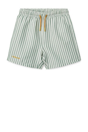 zwemshort Duke met streepdessin groen/wit
