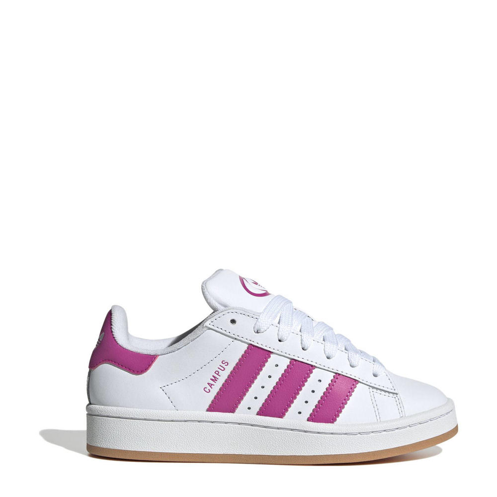 Wit en roze jongens en meisjes adidas Originals Campus 00s sneakers van leer-suède/voering: mesh/voetbed: eva met veters en effen
