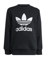 thumbnail: Zwarte jongens en meisjes adidas Originals joggingpak Adicolor van sweat materiaal met logo dessin, lange mouwen, ronde hals en elastische tailleband met koord