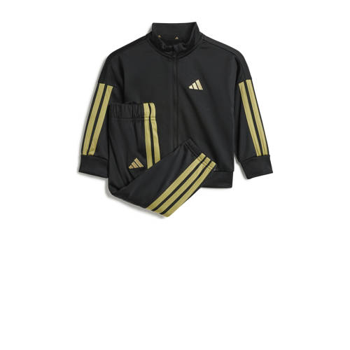 adidas Sportswear trainingspak 3S zwart Joggingpak Jongens/Meisjes Polyester Opstaande kraag