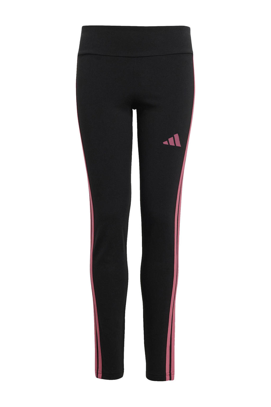 Zwart en fuchsia meisjes adidas Sportswear aansluitend legging van katoen met regular waist, elastische tailleband en meerkleurige print
