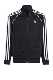 thumbnail: Zwarte jongens en meisjes adidas Originals vest met effen, lange mouwen, ronde hals en ritssluiting