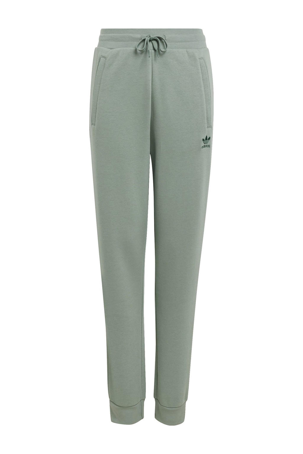 Lichtgroene jongens en meisjes adidas Originals broek van fleece met regular fit, regular waist en effen