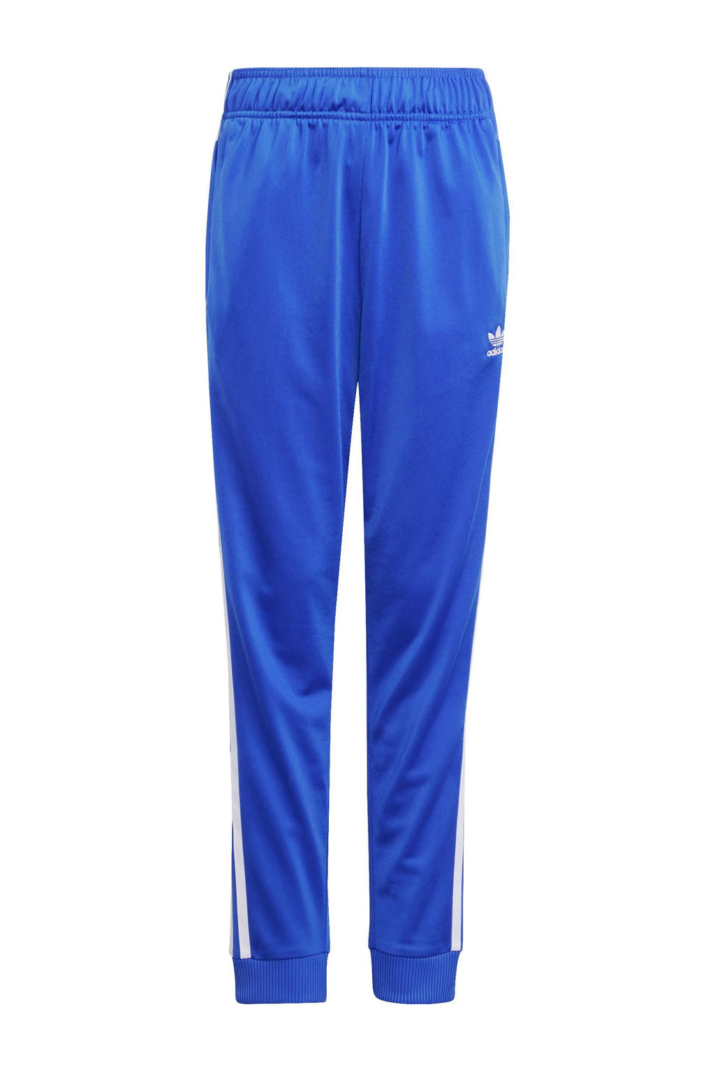 Blauwe jongens en meisjes adidas Originals Adicolor trainingsbroek van polyester met elastische tailleband met koord en effen