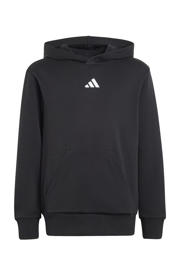 thumbnail: Zwarte jongens en meisjes adidas Sportswear hoodie met effen, lange mouwen, capuchon en elastische tailleband