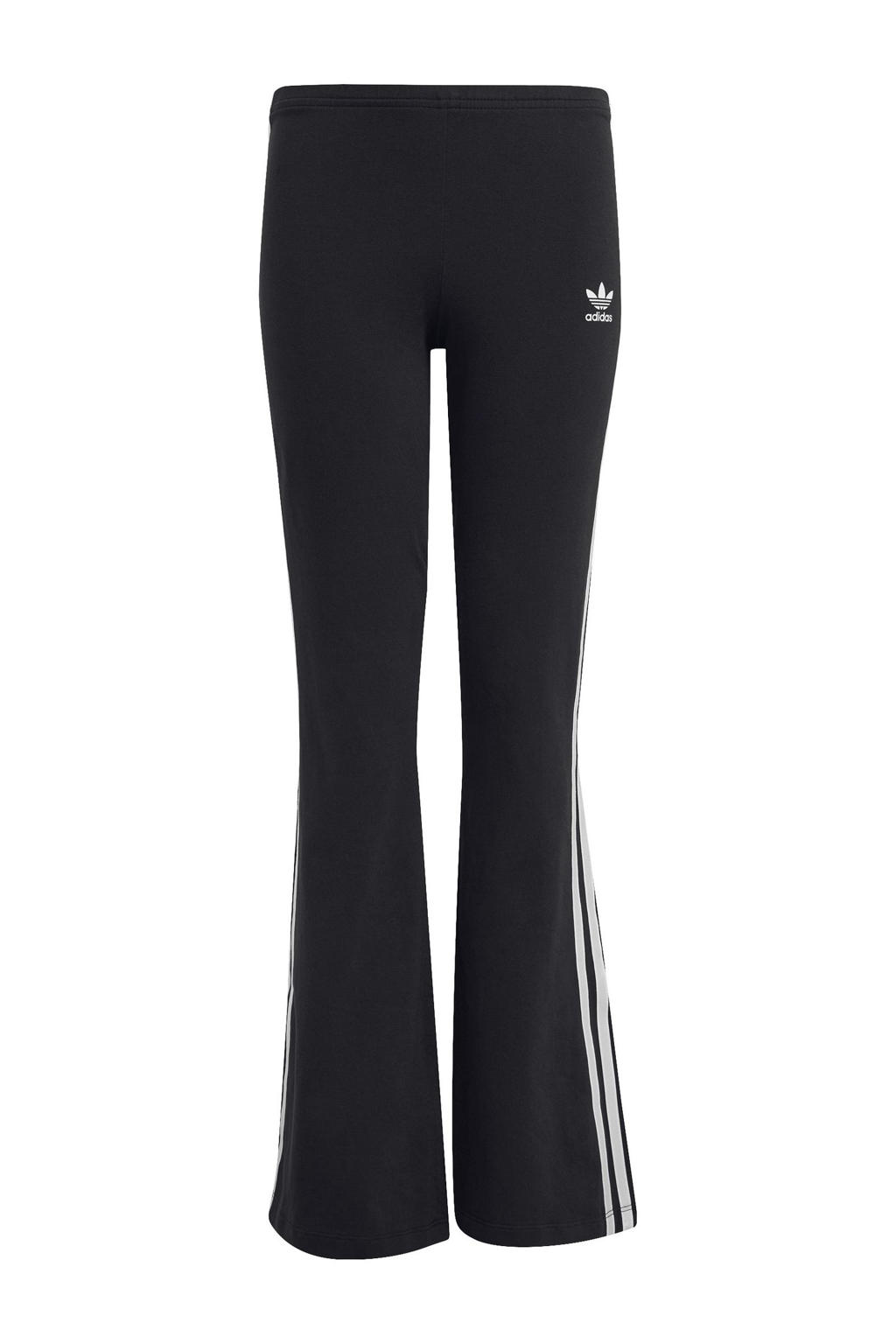 Zwarte meisjes adidas Originals Adicolor legging van katoen met flared pijpen, regular waist en meerkleurige print